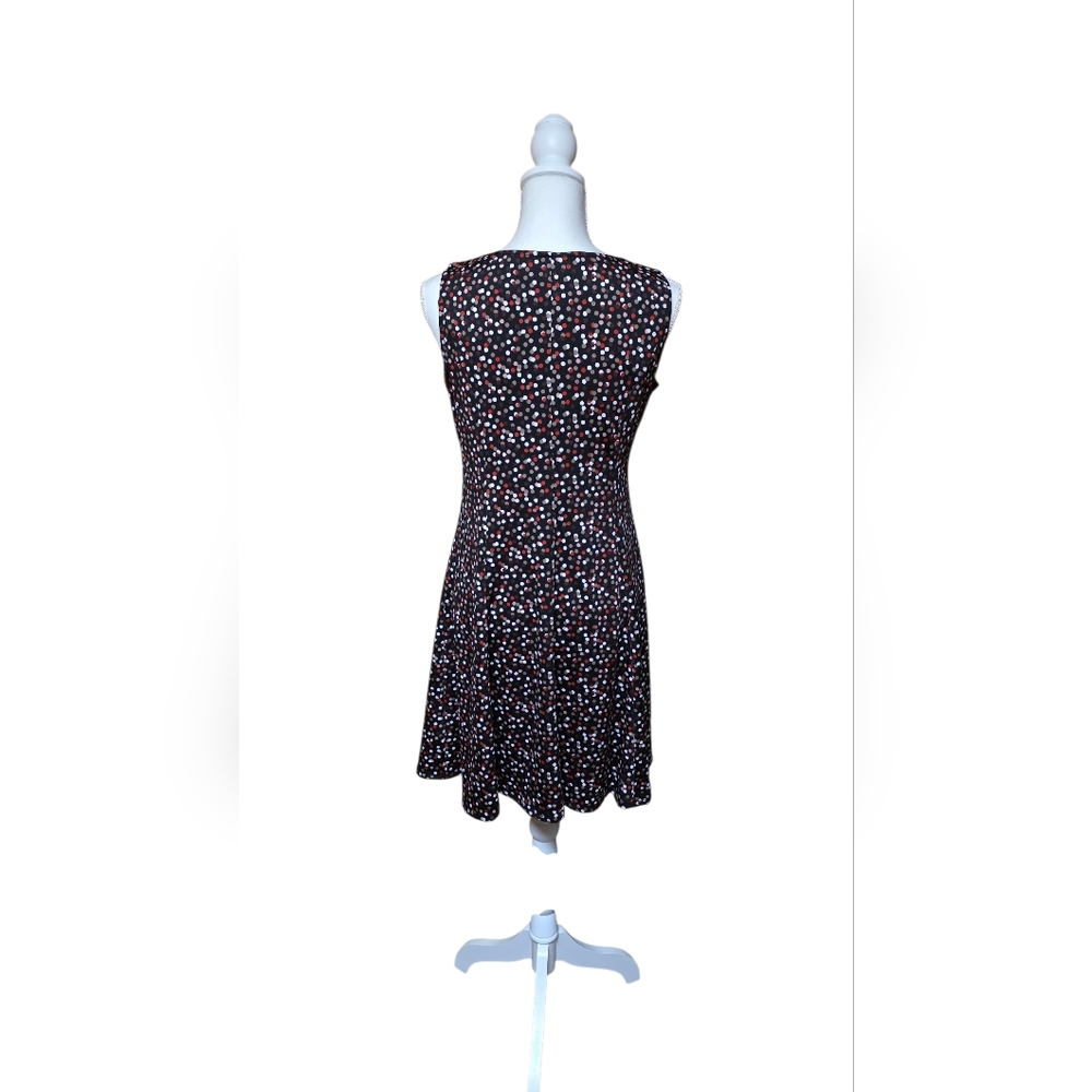 Perceptions Petite Small Sleeveless Fit & Flare Dress Black Multicolor Polka Dot - Picture 3 of 8
